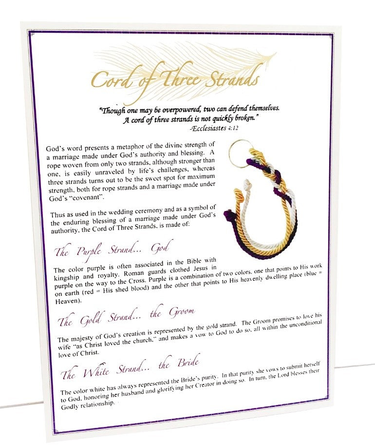 Gold Embossed Wedding Ceremony Cards for Cord of Three Strands Wedding Knot (Pack of 25)